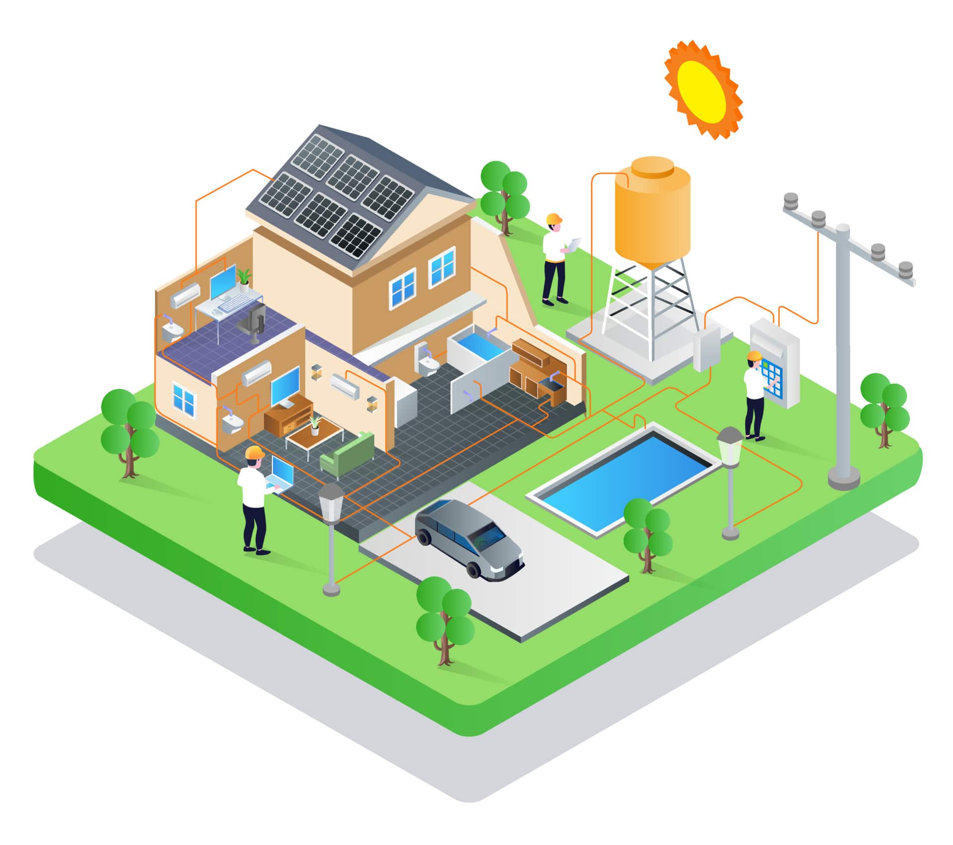 Maison individuelle équipée de panneaux solaires en autoconsommation